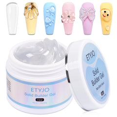 ETYJO solid gel builder 50g clear showcases large capacity for extended nail art sessions.