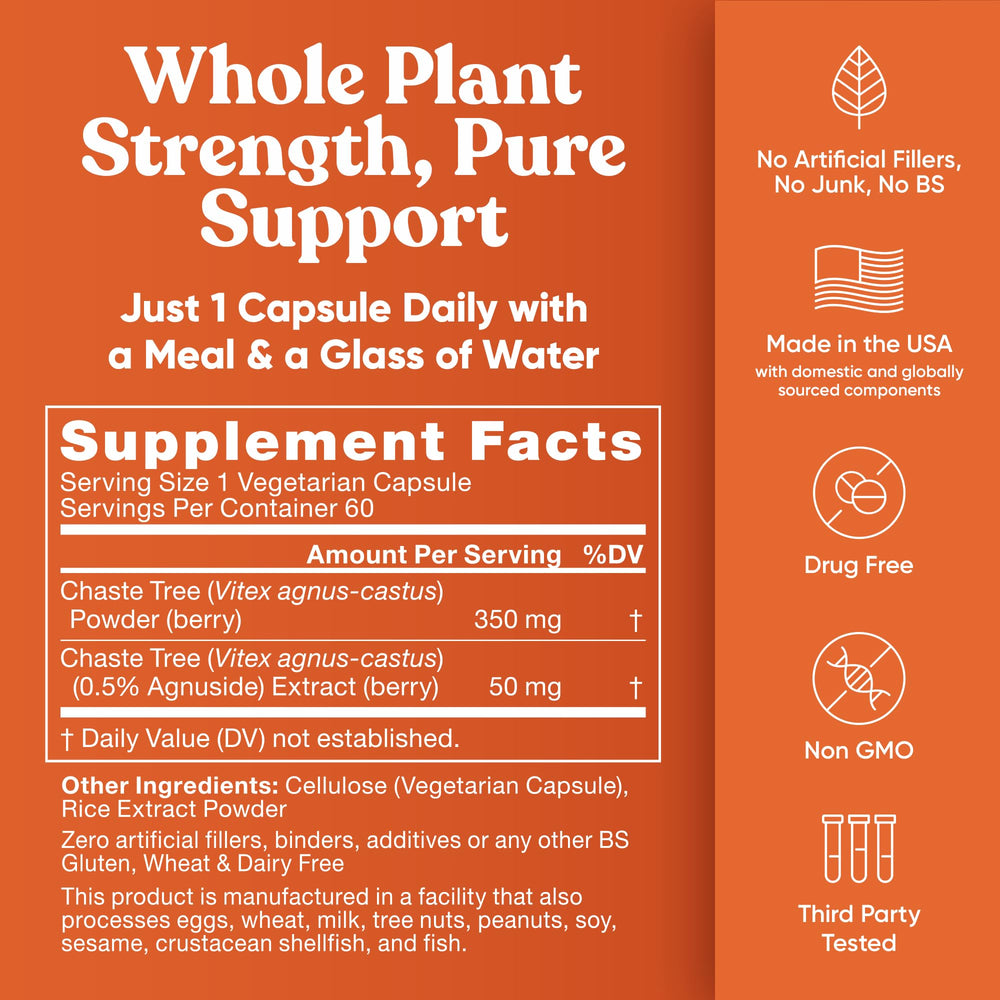 Eu Natural Vitex Pure 400mg capsules with spoon for easy daily dosing.