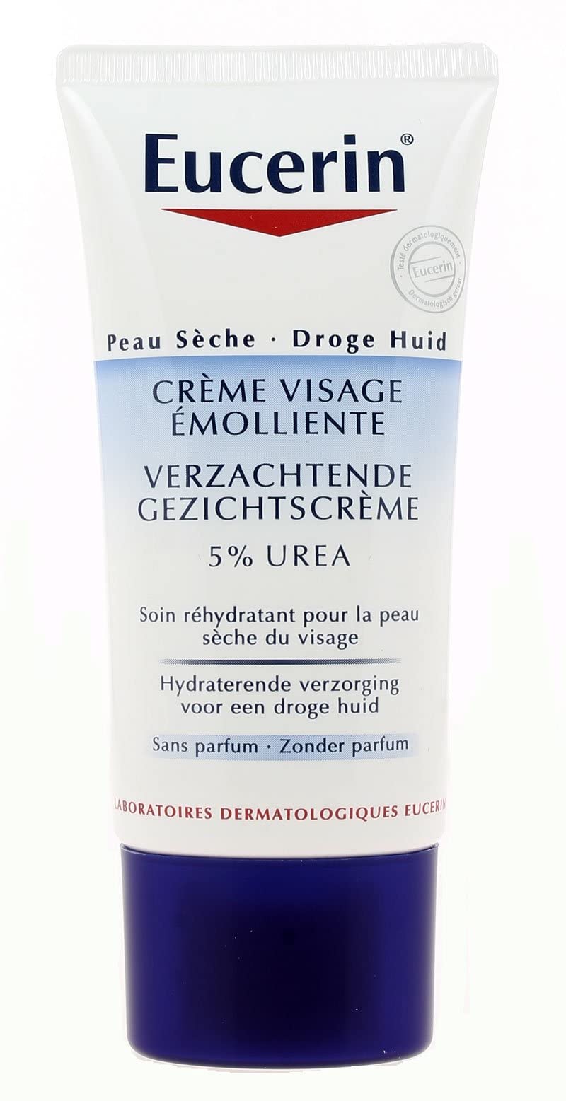 Eucerin 5% Urea cream on face after shaving suggests smoothing care