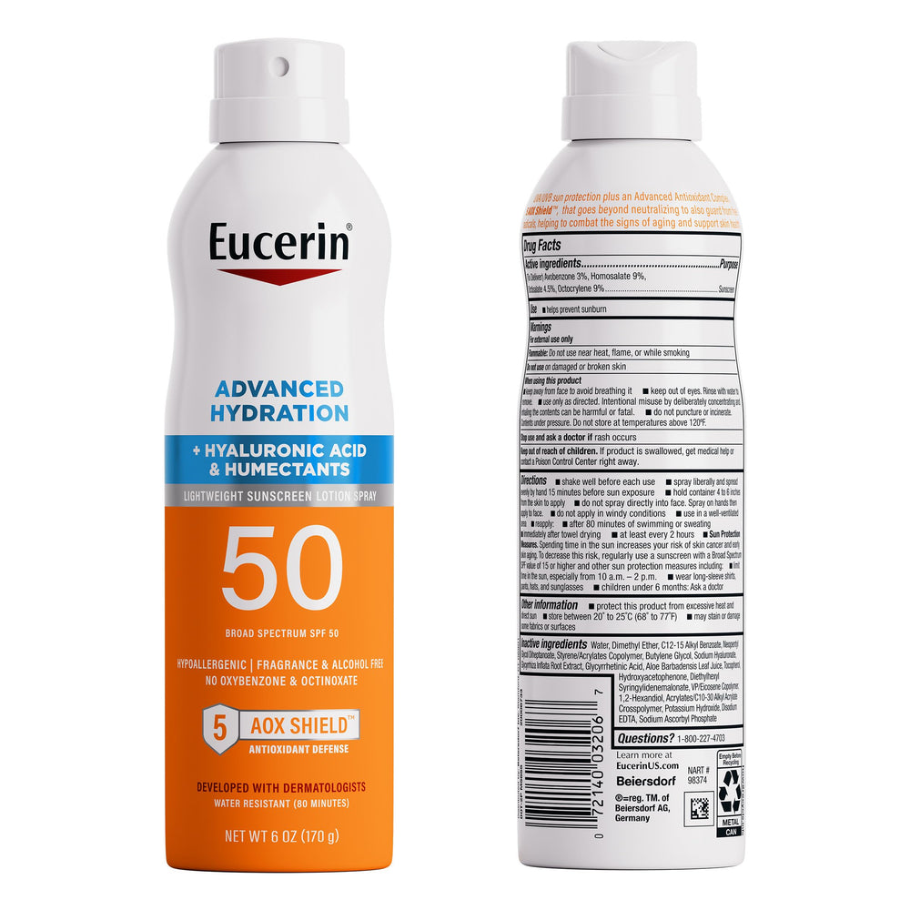 Eucerin Advanced Hydration spray delivering all-day hydration feel