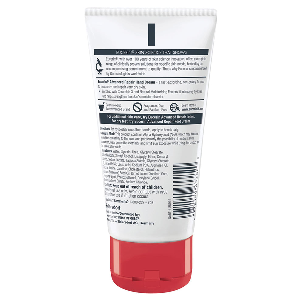 Eucerin Advanced Repair Hand Cream pack-of-3 display emphasizes gifting option