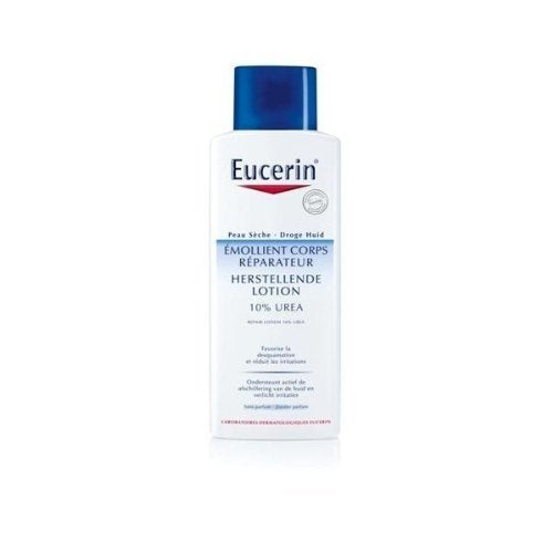 Bathroom scene with Eucerin Complete Repair, part of a daily skincare routine.