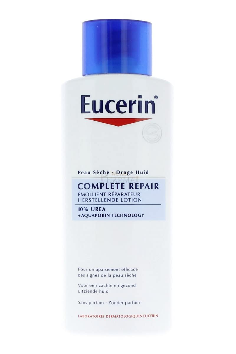 Using Eucerin Complete Repair on rough elbows for targeted care.
