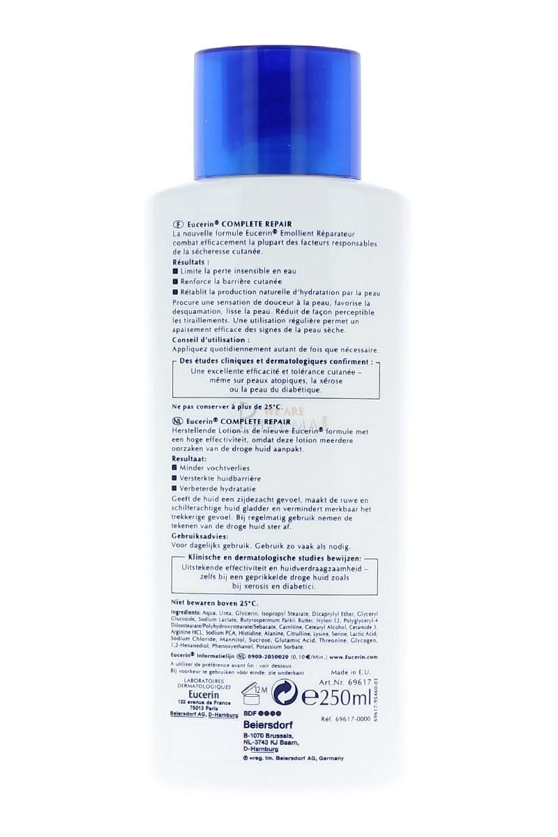 Hands applying Eucerin Complete Repair lotion as part of a daily ritual.