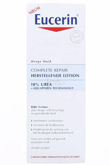 Close-up of Eucerin Complete Repair label showing 10% urea concentration for moisturization.