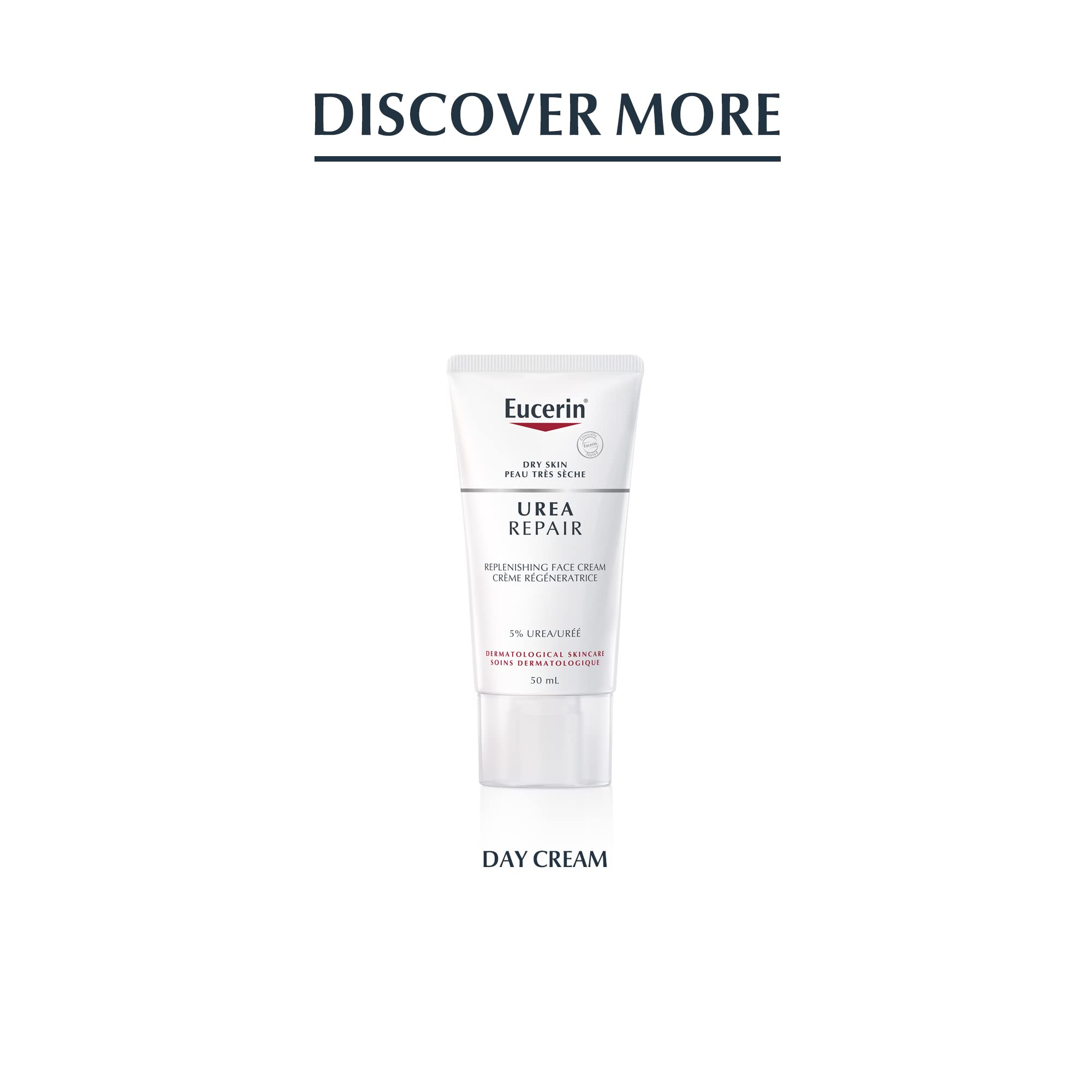Eucerin dermatologist-recommended badge on packaging signaling trusted skincare.
