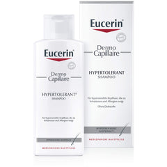 Eucerin Dermo Capillary Shampoo bottle showing gentle cleanse for hypersensitive scalp