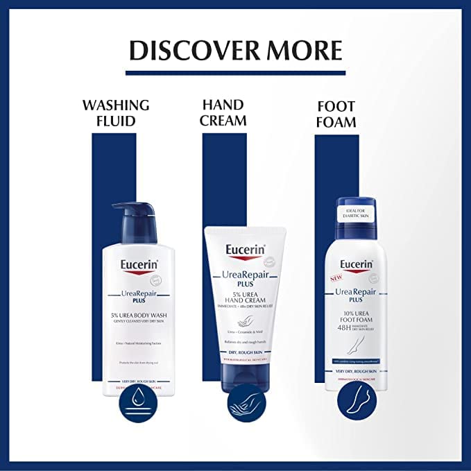 Eucerin Dry Skin Intensive 10% Urea Lotion label close-up shows fragrance-free formula for sensitive skin