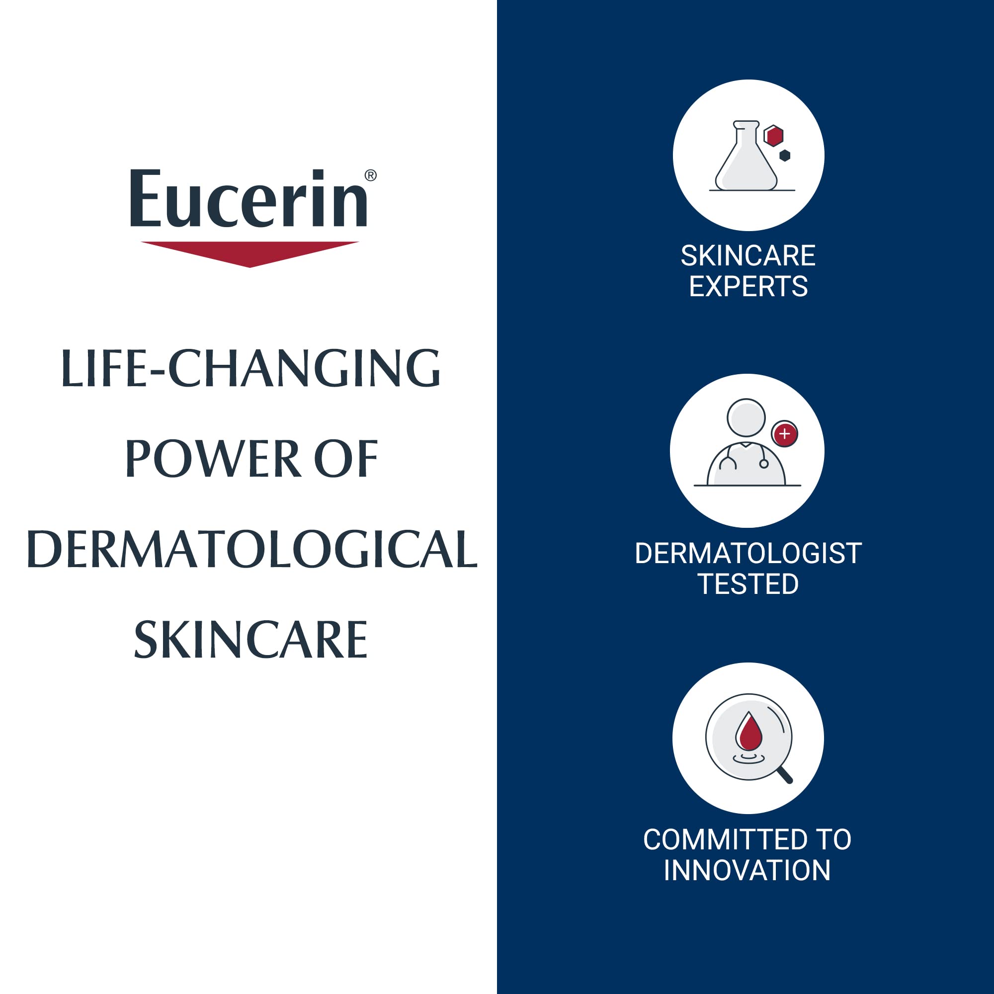 Eucerin face cream being gently massaged into skin for soothing relief.