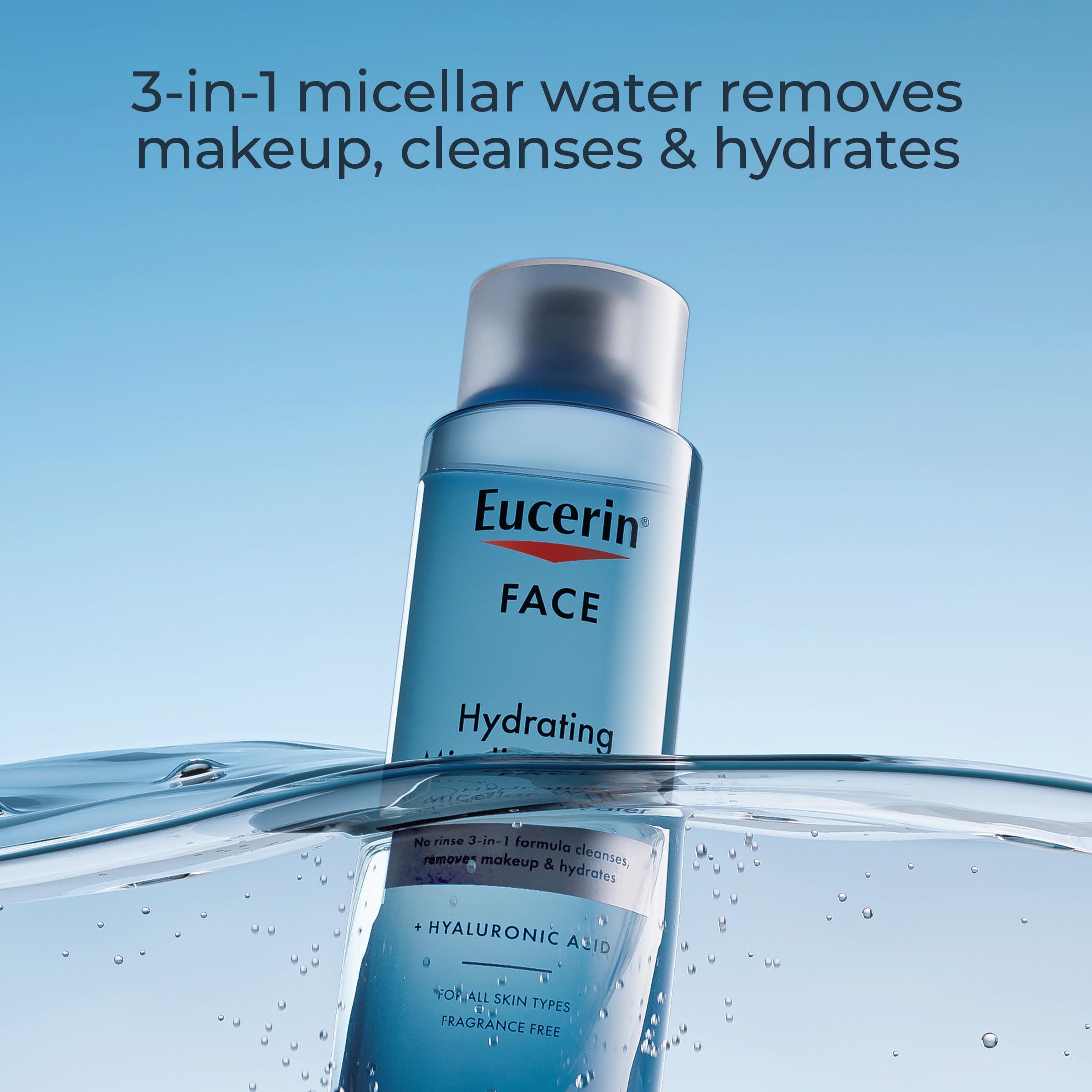 Eucerin face eye makeup removal demonstrating safe makeup removal