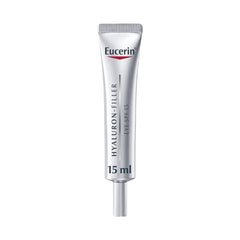 Eucerin Hyaluron Filler Eye Treatment tube closeup for targeted delicate eye care.
