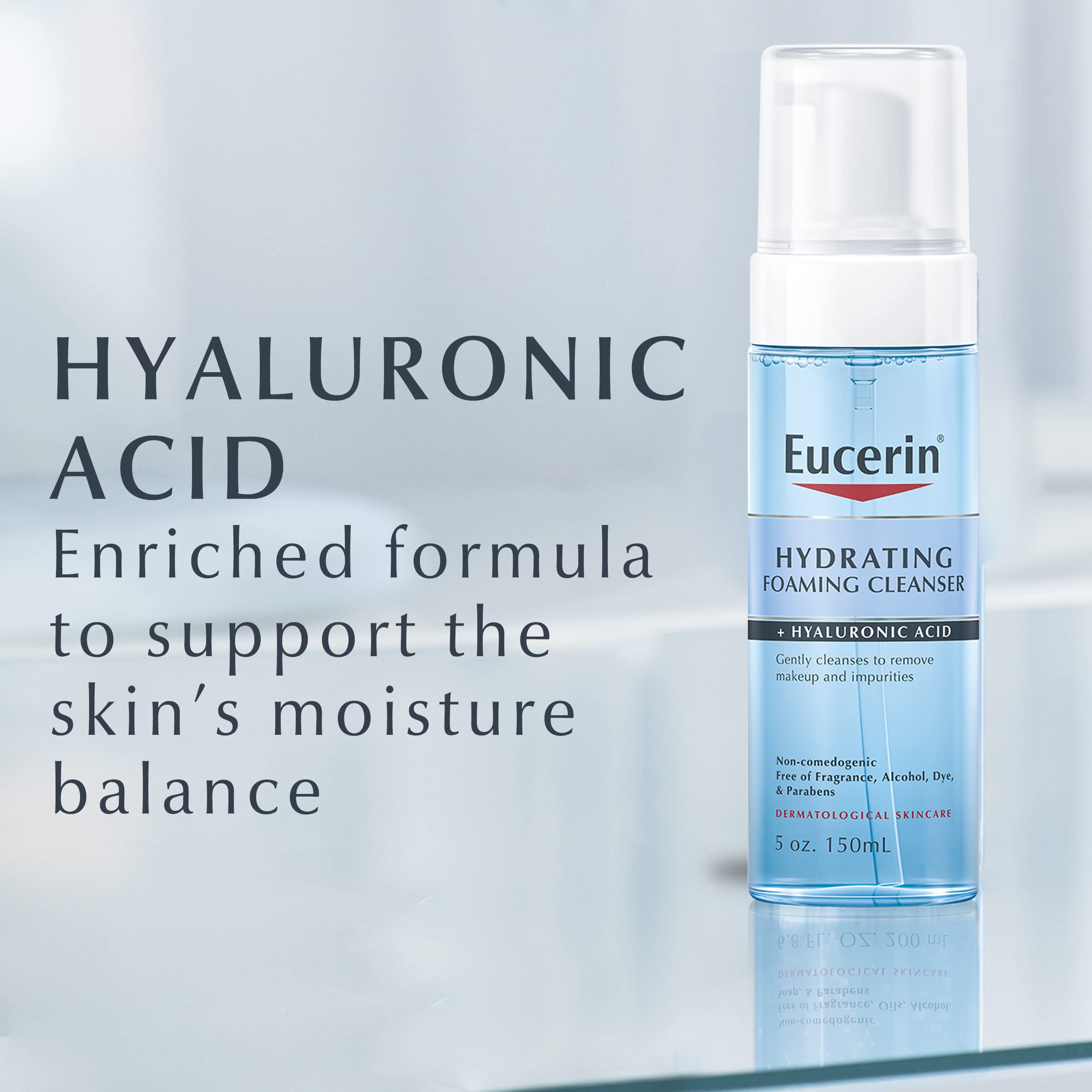 Creamy foam from Eucerin is ready to rinse away impurities.