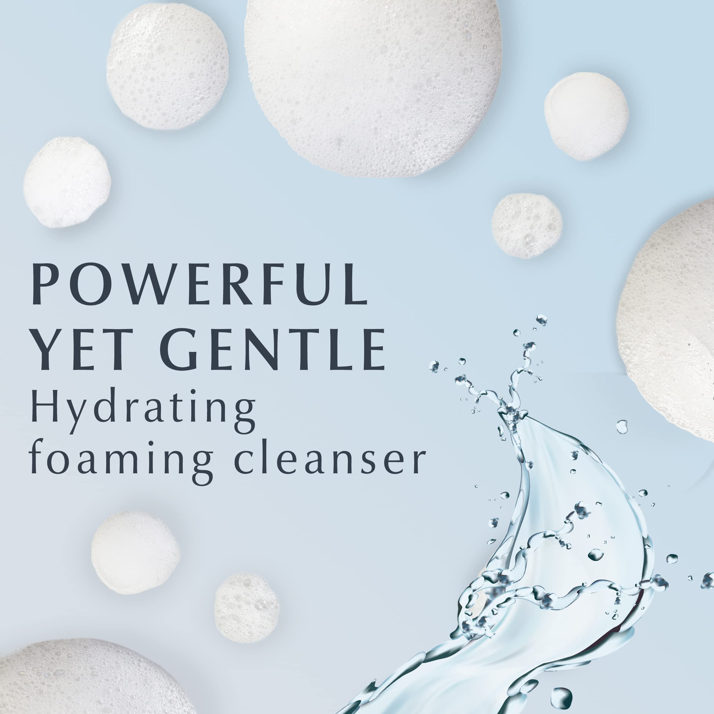 Foam on the hand demonstrates Eucerin's effective dirt and makeup removal with a hydrating feel.