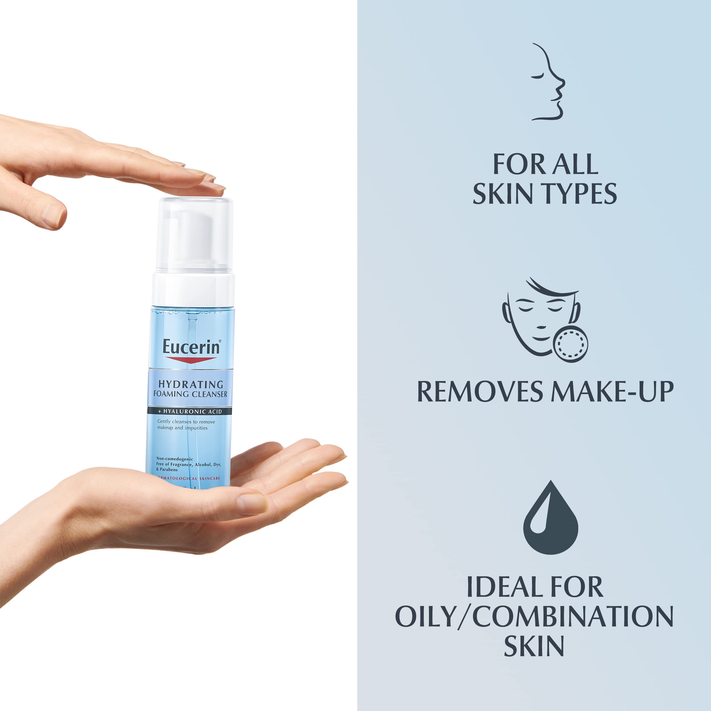 Label shows fragrance-free and dye-free formula ideal for sensitive routines.