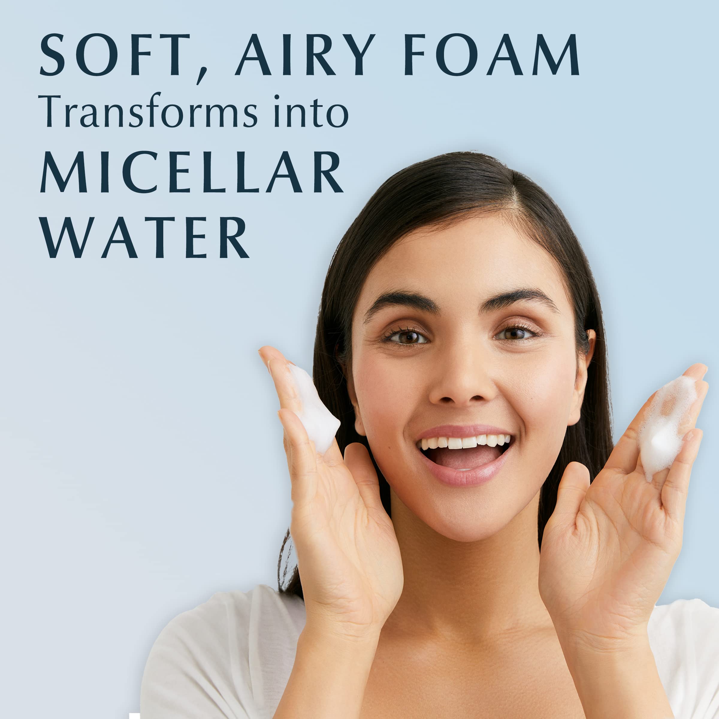 Warm water rinse removes residue, leaving skin refreshed with Eucerin care.