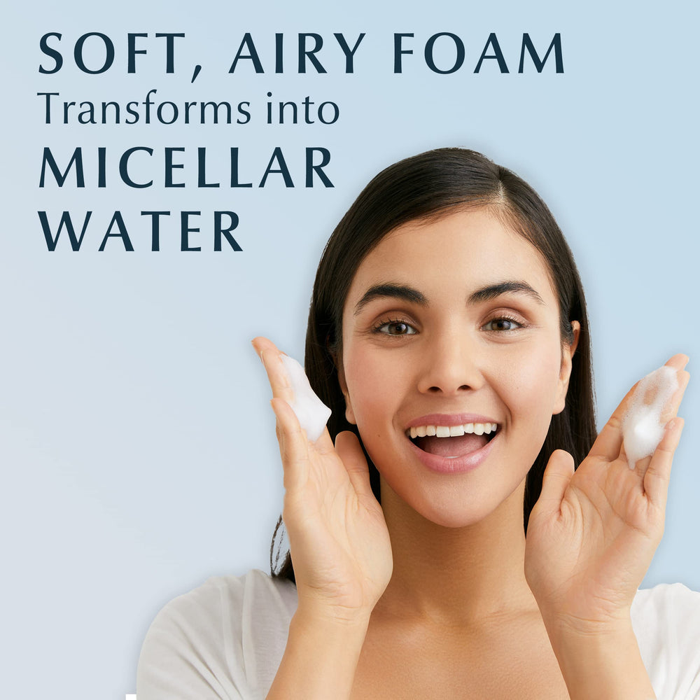 Warm water rinse removes residue, leaving skin refreshed with Eucerin care.