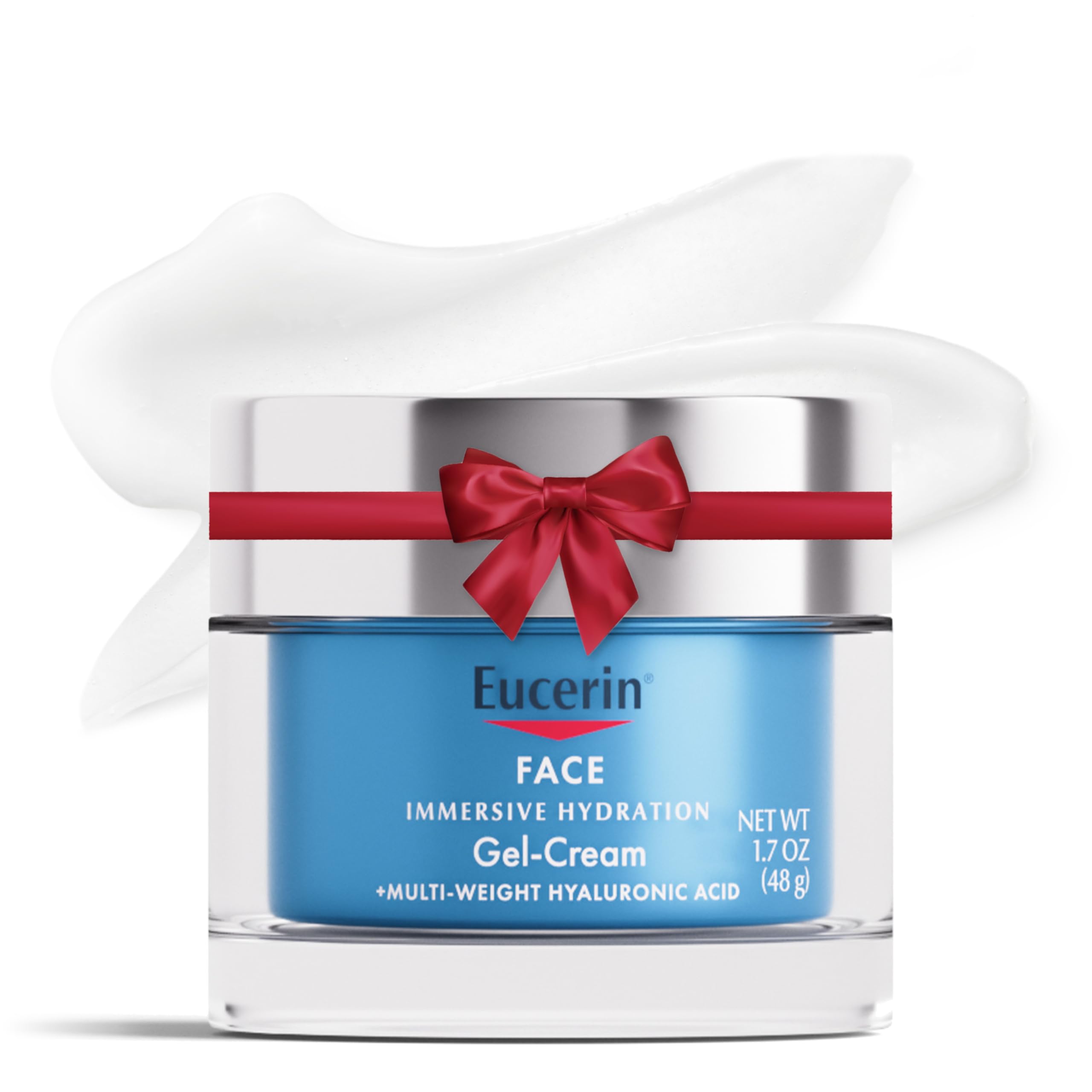 Eucerin Immersive Hydration night gel jar shows an ultra-light texture delivering lasting moisture.