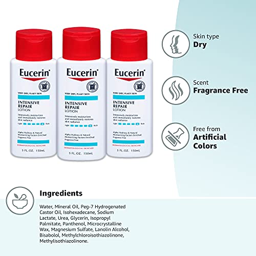 24hour hydration visual of Eucerin Intensive Repair Lotion indicating long-lasting moisture.