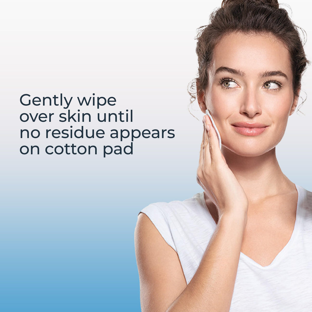 Eucerin micellar-water application on cotton pad demonstrating easy cleansing routine