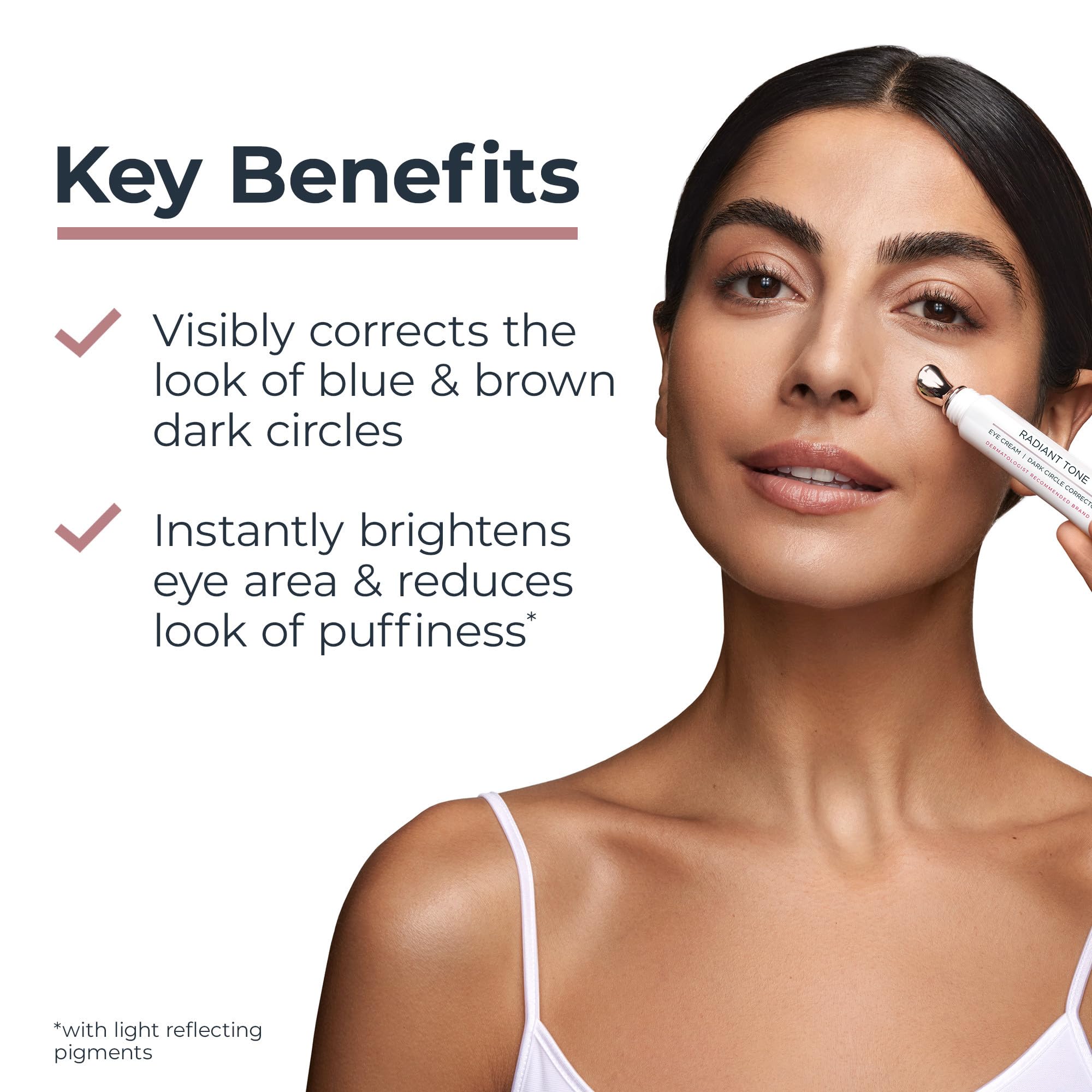Eucerin Radiant Tone Eye Cream metal-applicator close-up with cooling feel.