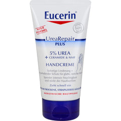 Eucerin Repairing Hand Cream bottle close-up for nourishing very dry hands.