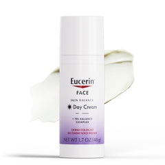 Eucerin Skin Balance Day Cream bottle offers daily hydration for sensitive skin.