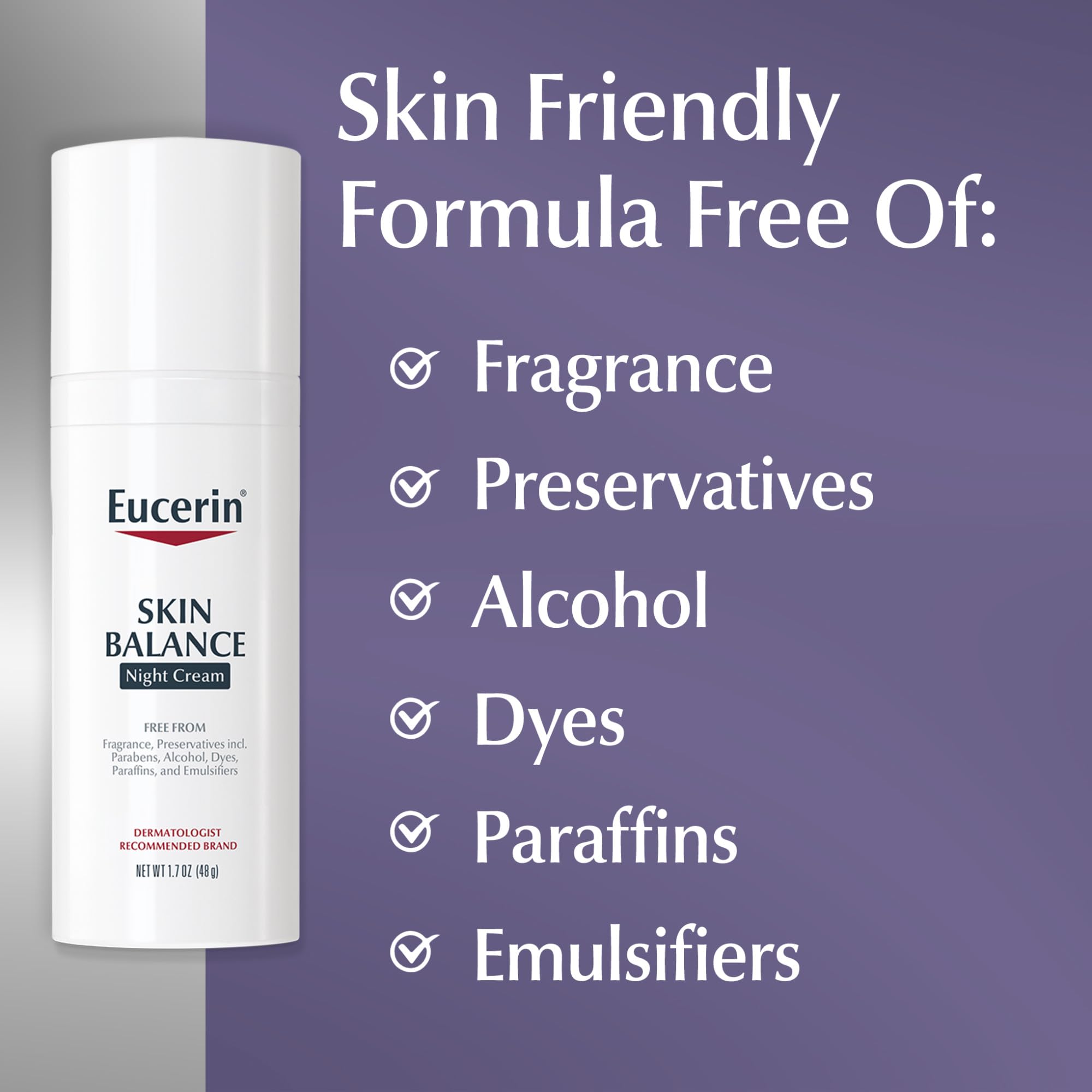 Eucerin Skin Balance Night Cream ideal for face and neck application.
