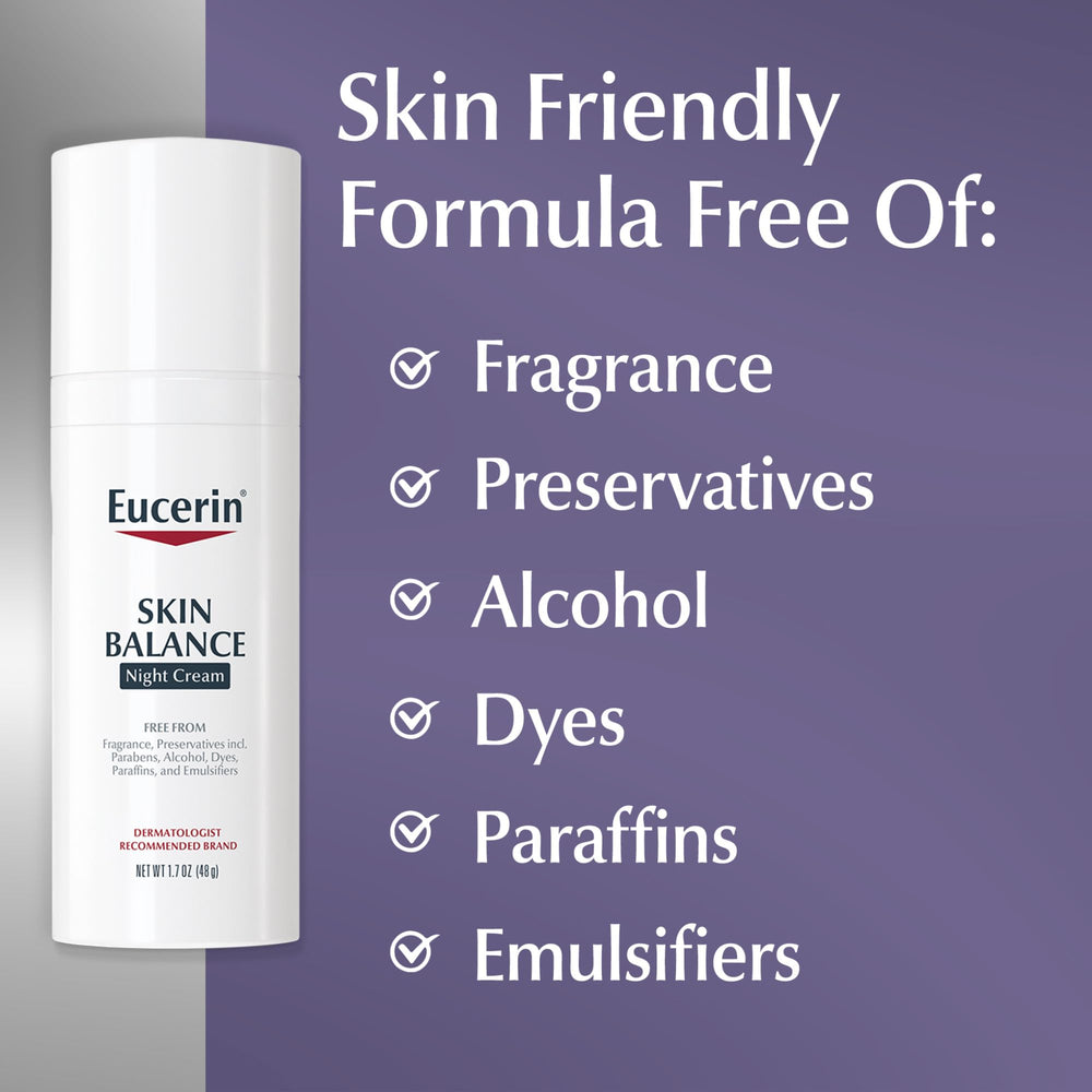 Eucerin Skin Balance Night Cream ideal for face and neck application.
