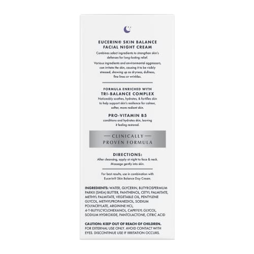 Eucerin Skin Balance Night Cream Provitamin B5 nourishes and hydrates overnight.