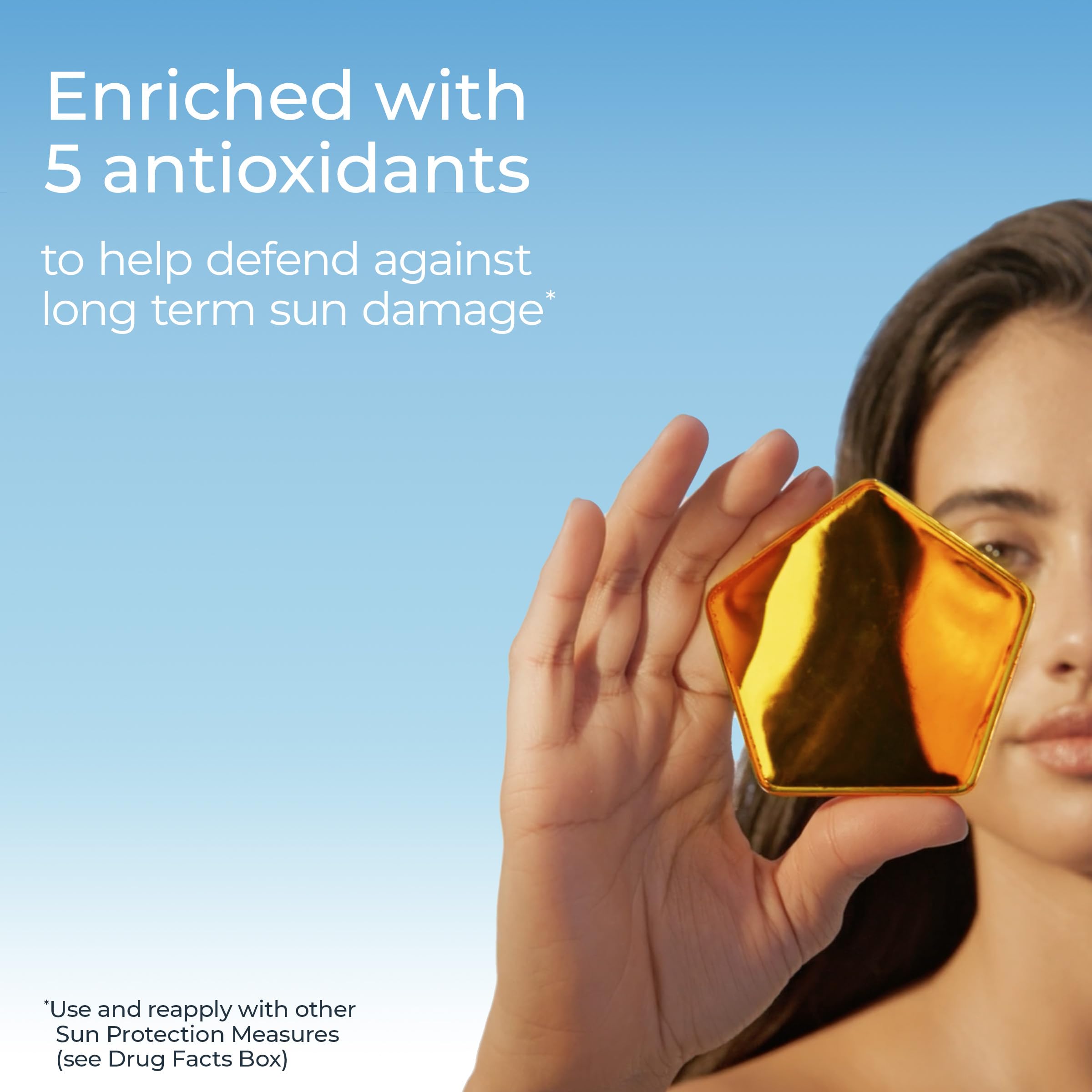 Eucerin SPF 50 graphic highlighting UV protection and lightweight finish