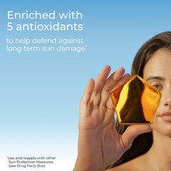 Eucerin SPF 50 graphic highlighting UV protection and lightweight finish