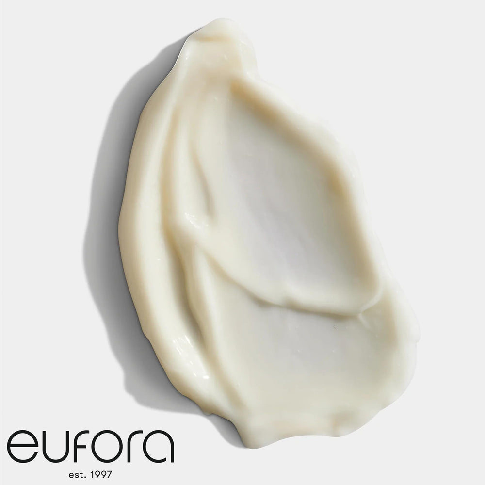 Eufora Bodifying Conditioner after-use shine shot emphasizes vibrant color and added bounce.