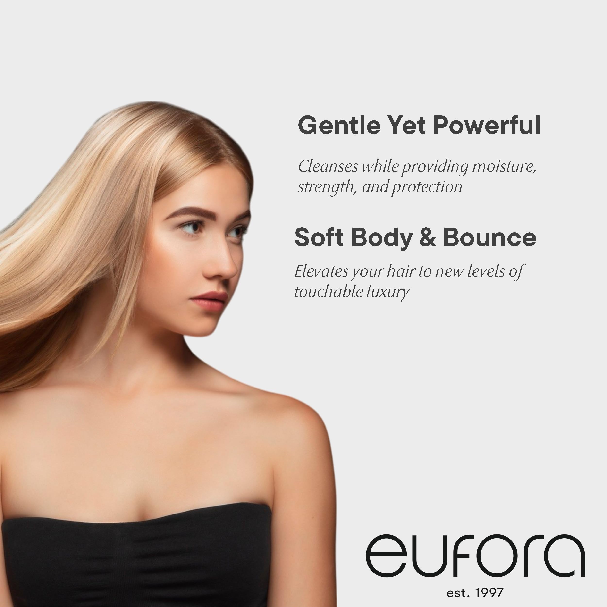 Eufora Bodifying Shampoo lather on hair supports moisture.