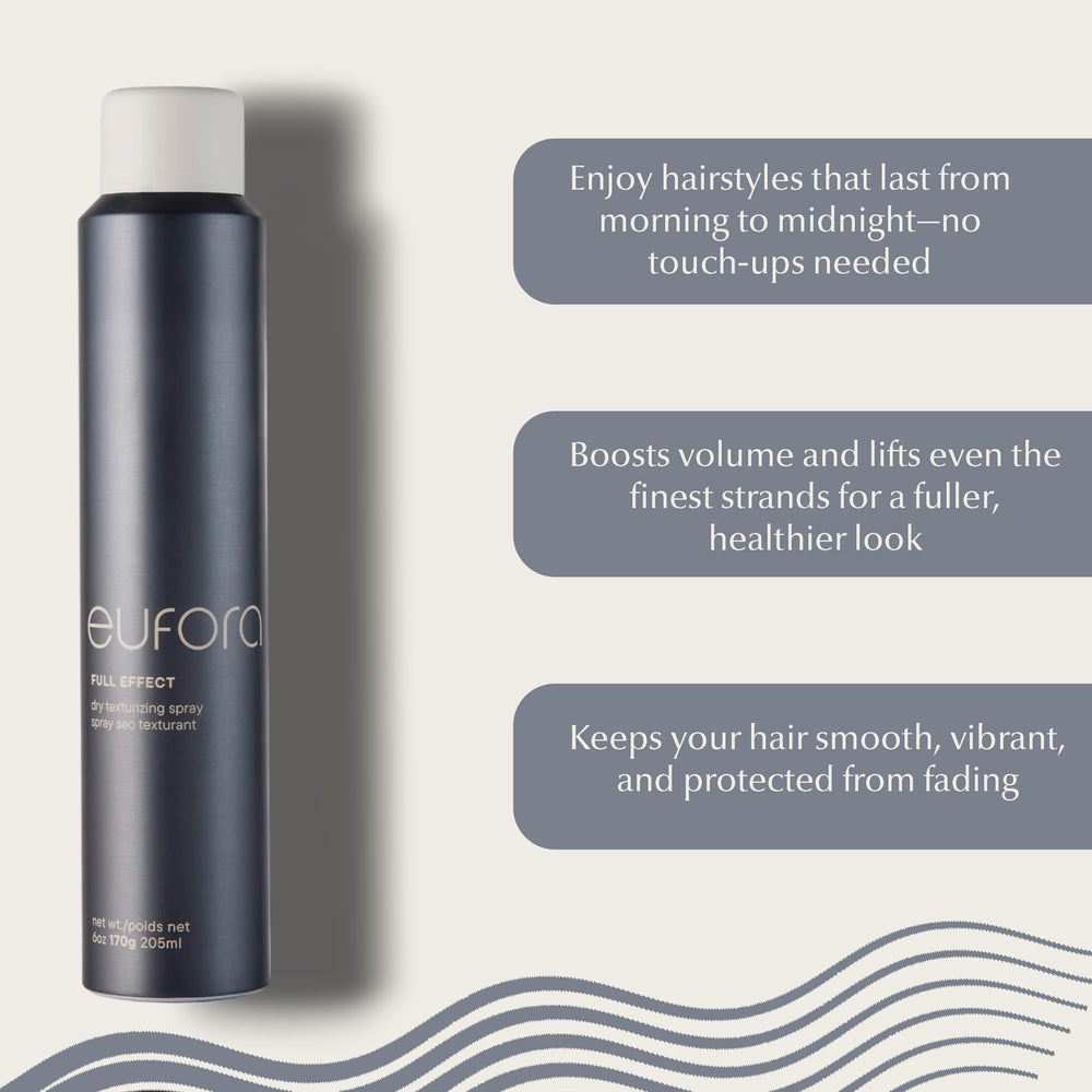Eufora Full Effect Texturizing Spray controls frizz for sleek style