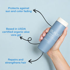 Eufora Hydration Leave-In Conditioner being applied to towel-dried hair for lightweight moisture.