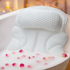 EULAXLAB bath pillow with ergonomic head-neck-shoulder support enhances tub relaxation.