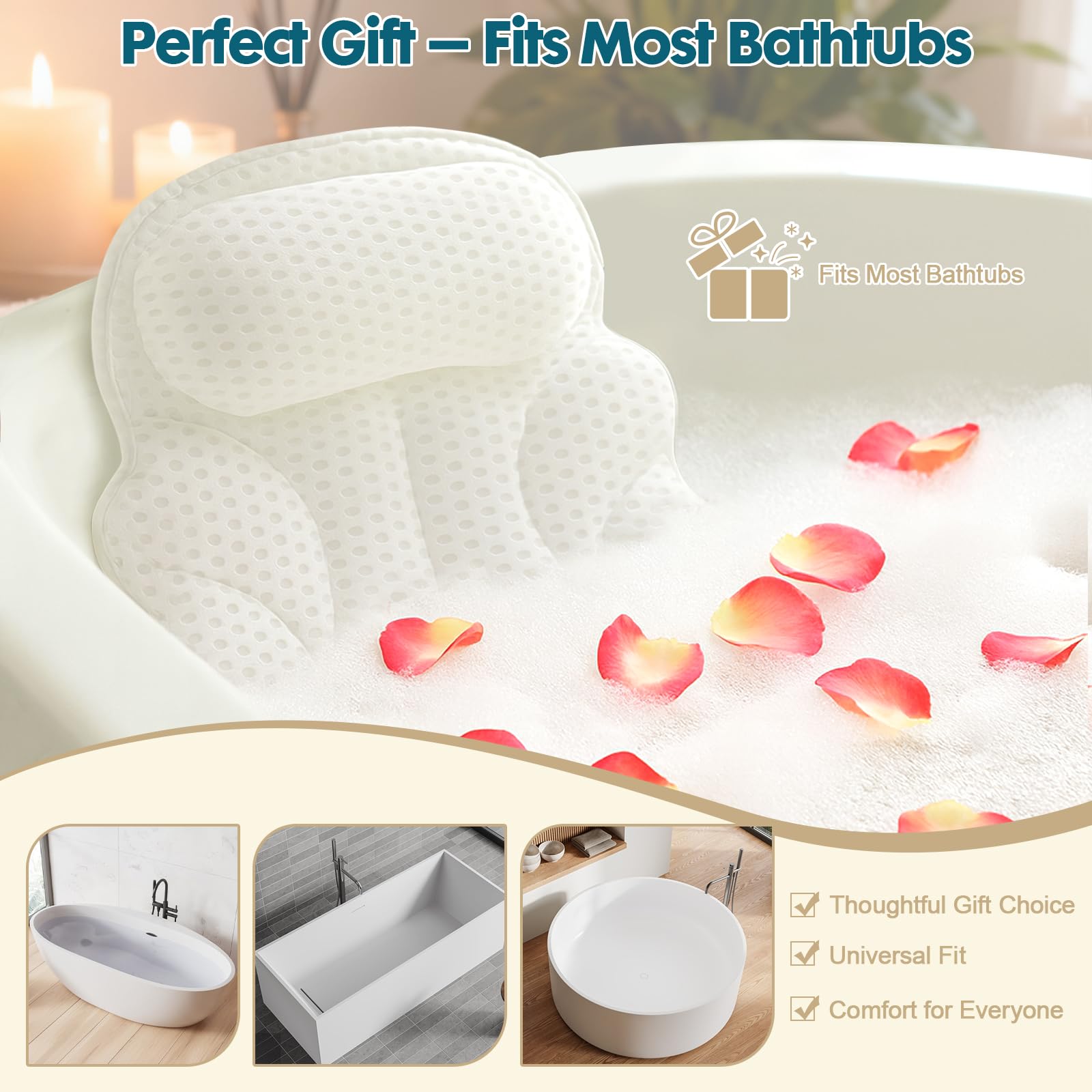 EULAXLAB tub pillow suited for jacuzzi sessions with comfort and stability.