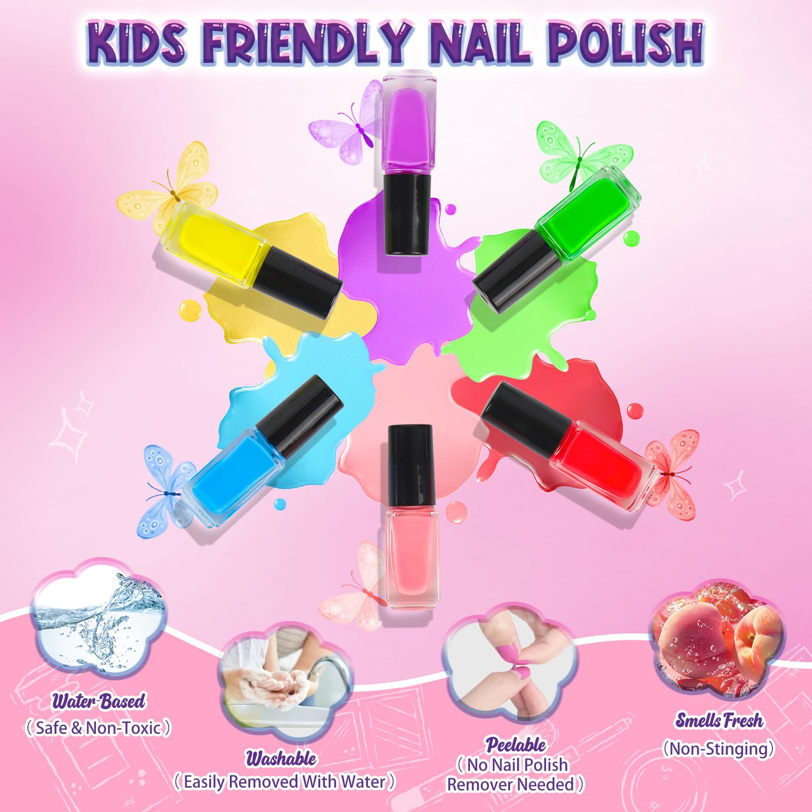 EULRGAUS kids nail kit green polish for playful designs and easy removal.