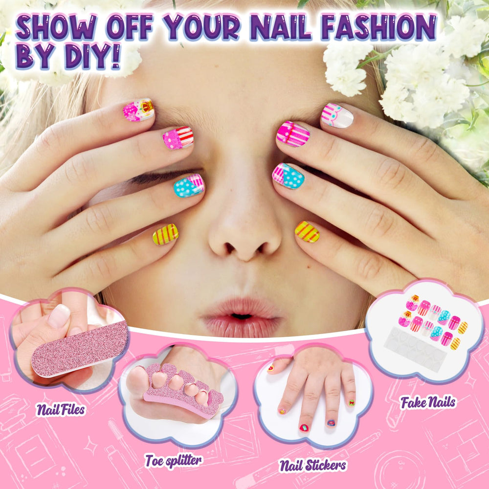 EULRGAUS kids nail kit pink polish for gentle, kid-friendly coloring sessions.