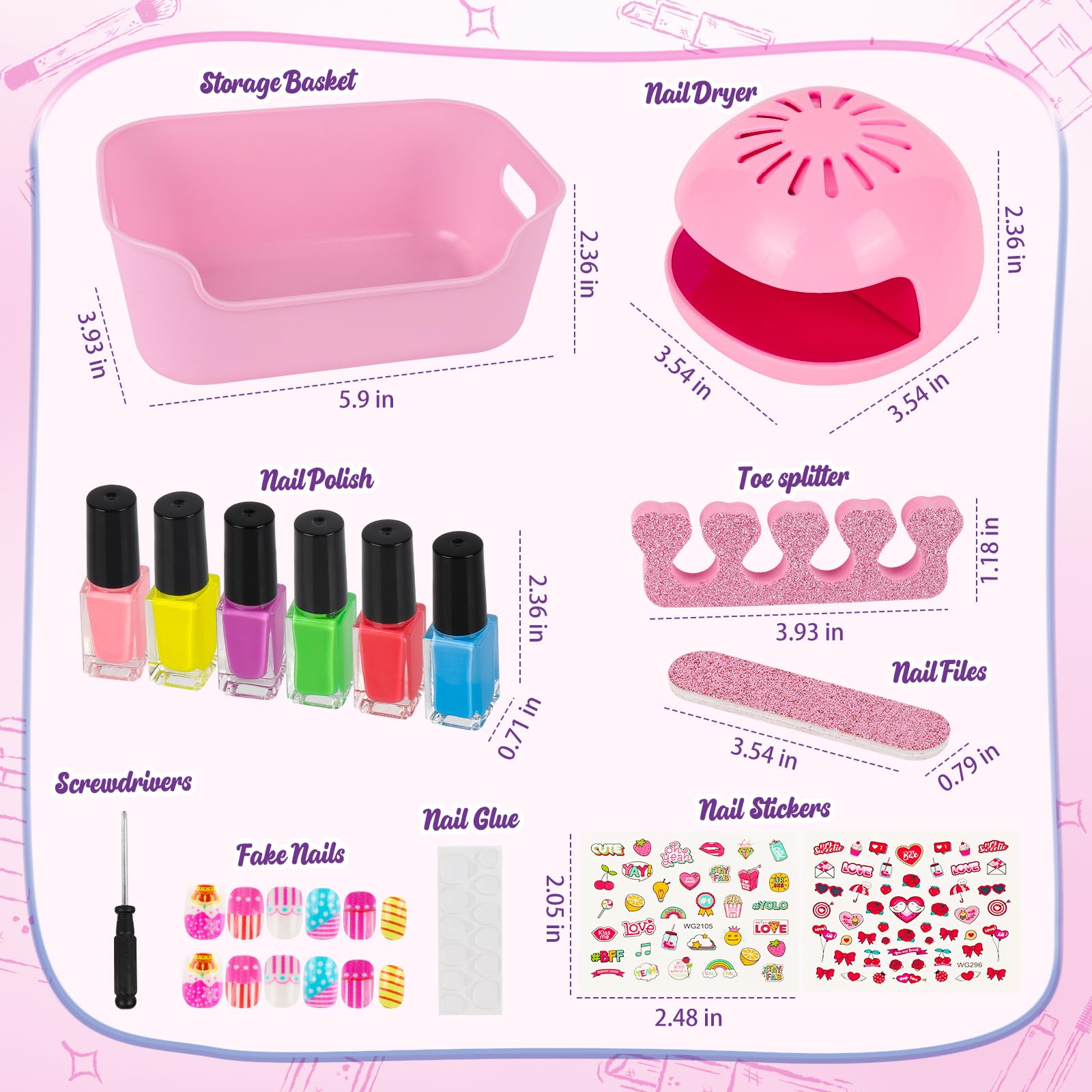 EULRGAUS kids nail kit purple polish for vibrant, imaginative designs.