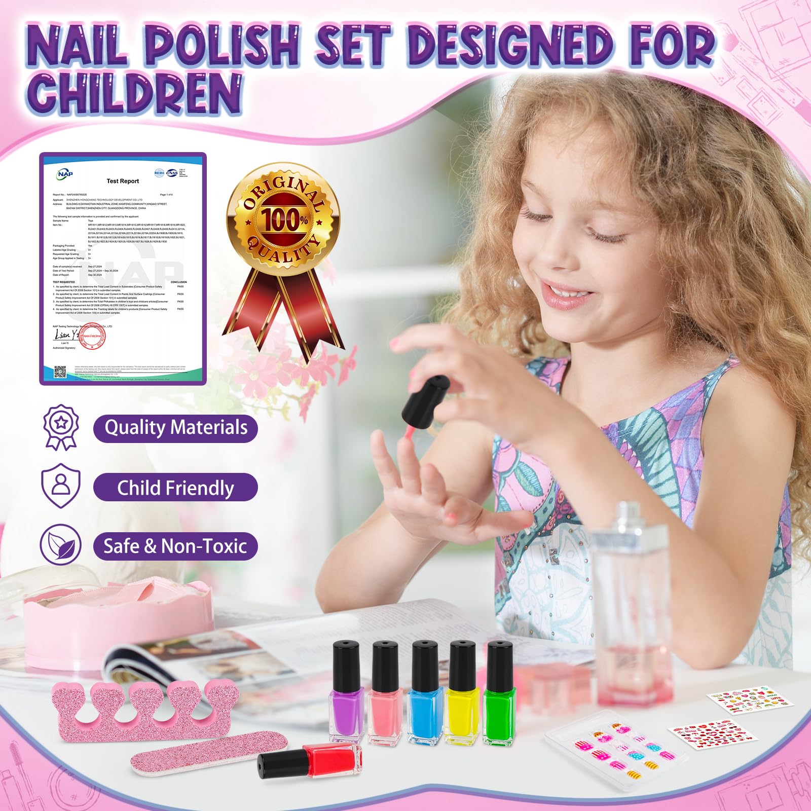 EULRGAUS kids nail kit yellow polish for sunny, creative nail art ideas.