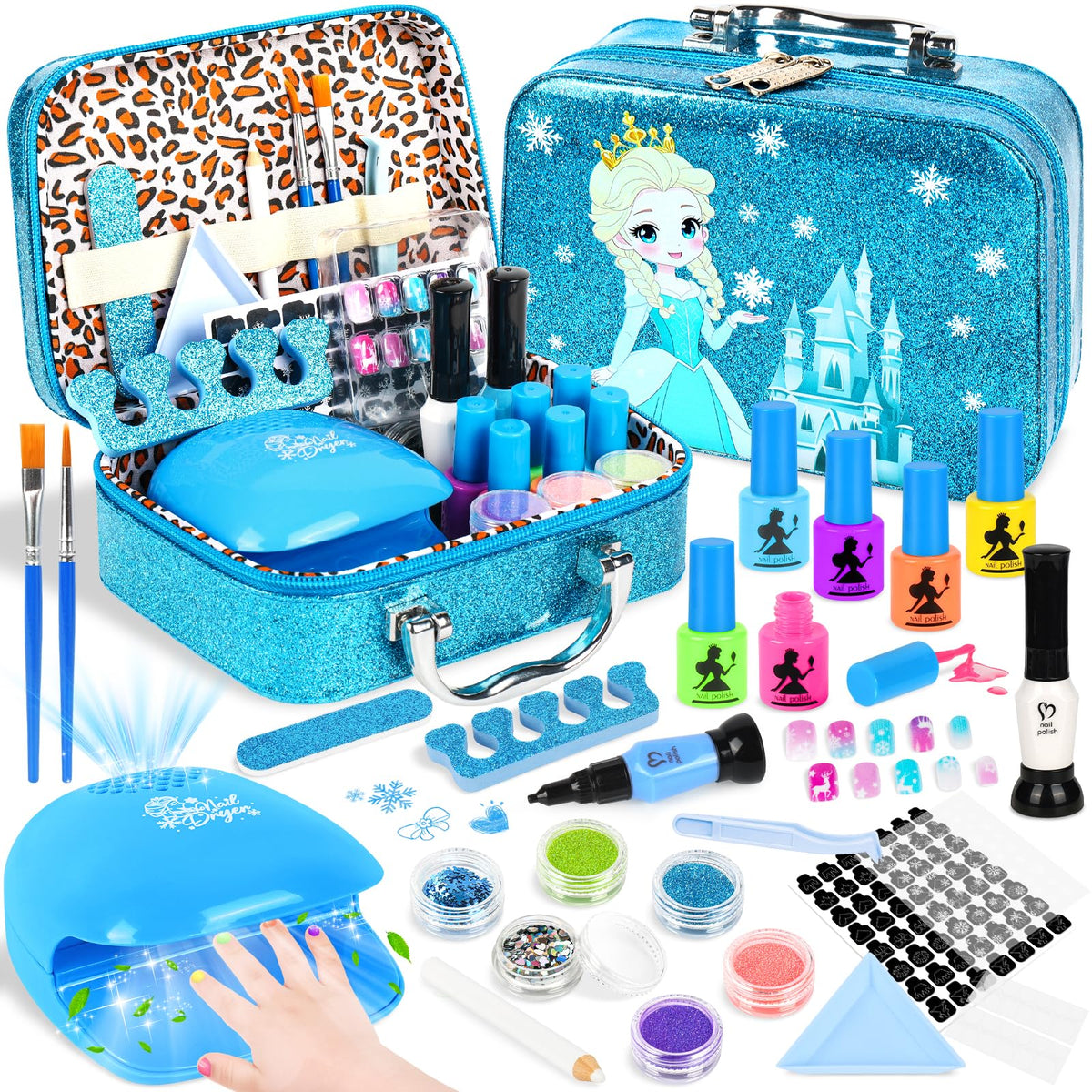 EULRGAUS Kids Nail Polish Set – 28-Piece Water-Based, Non-Toxic