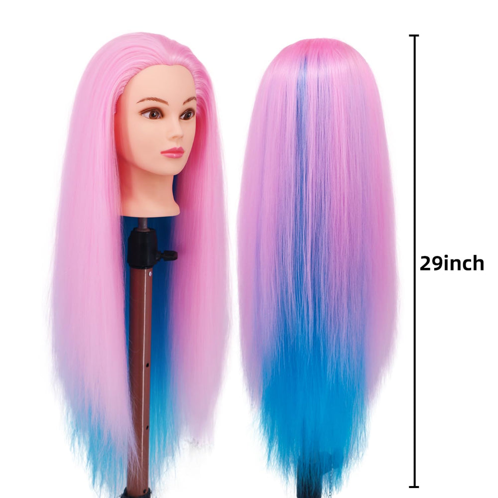 Eumos mannequin head front view shows realistic hair for styling practice