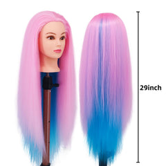 Eumos mannequin head front view shows realistic hair for styling practice