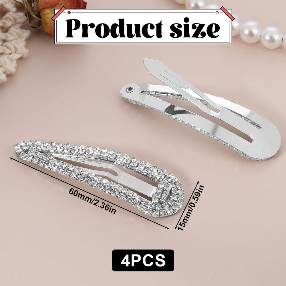 EupHHonycs water-drop crystal hair barrette side view adds elegant updo detail.