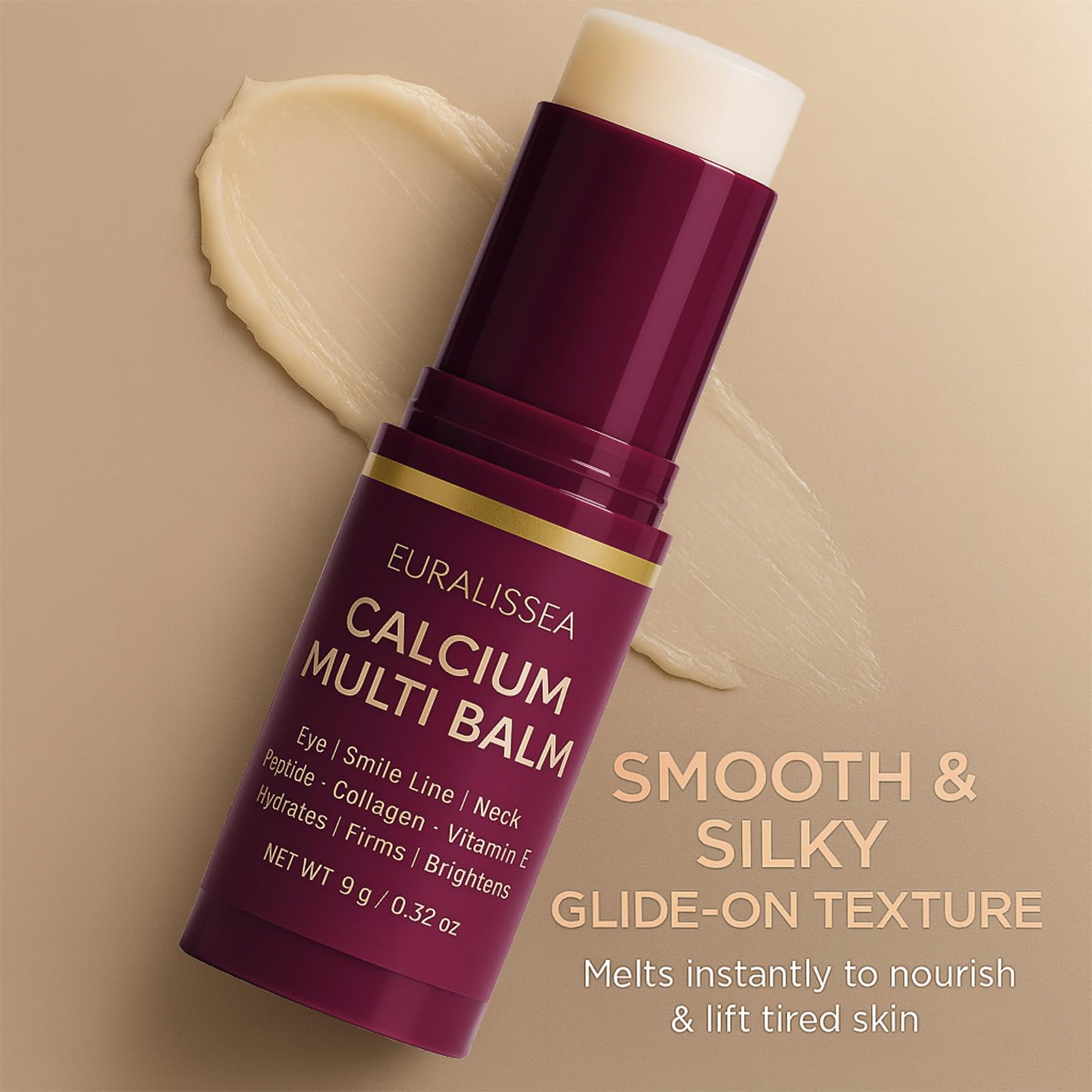 Euralissea Calcium Volume Multi Balm applied to the eye area for gentle moisture.