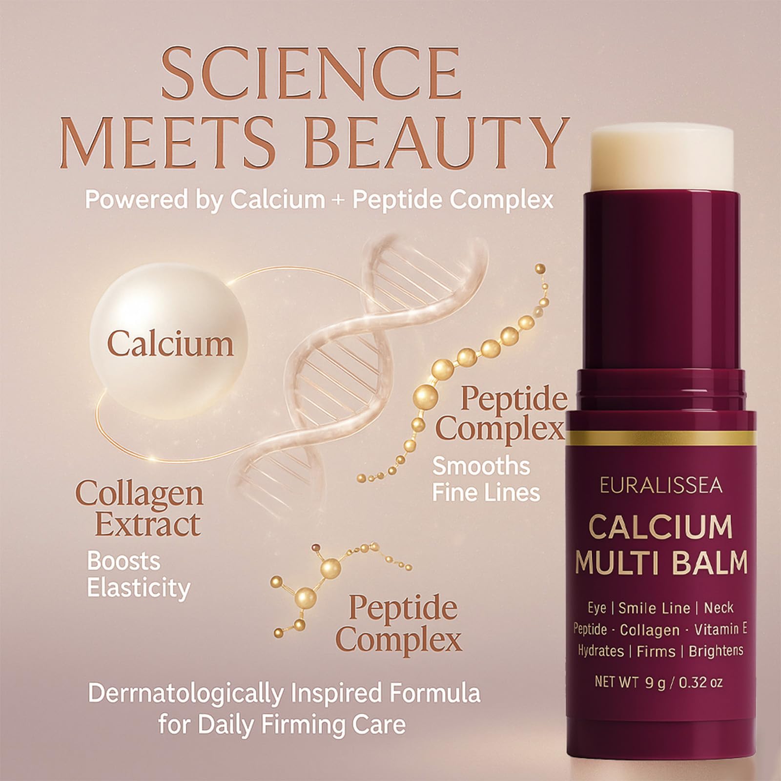 Euralissea Calcium Volume Multi Balm used on neck and hands for cohesive hydration.