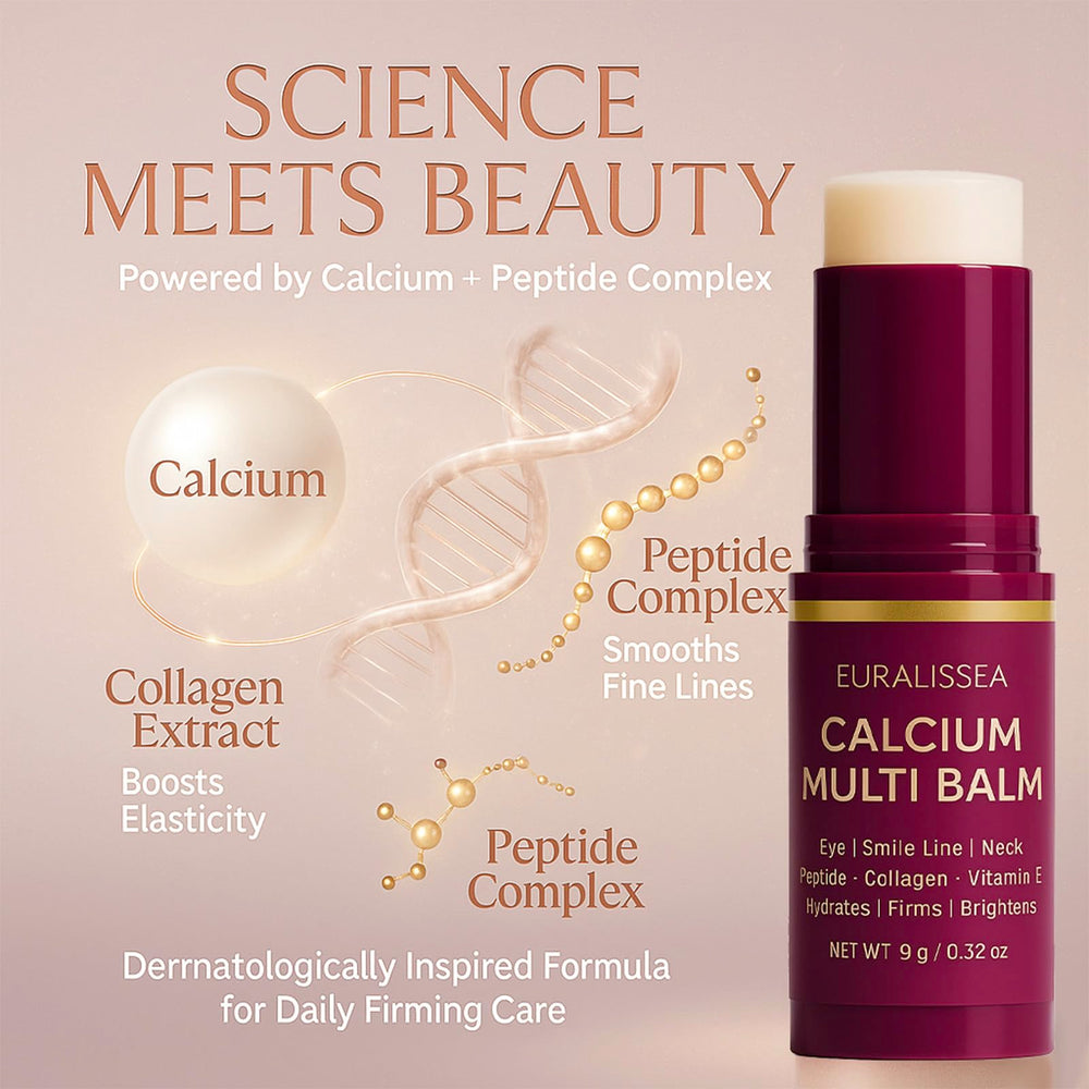 Euralissea Calcium Volume Multi Balm used on neck and hands for cohesive hydration.
