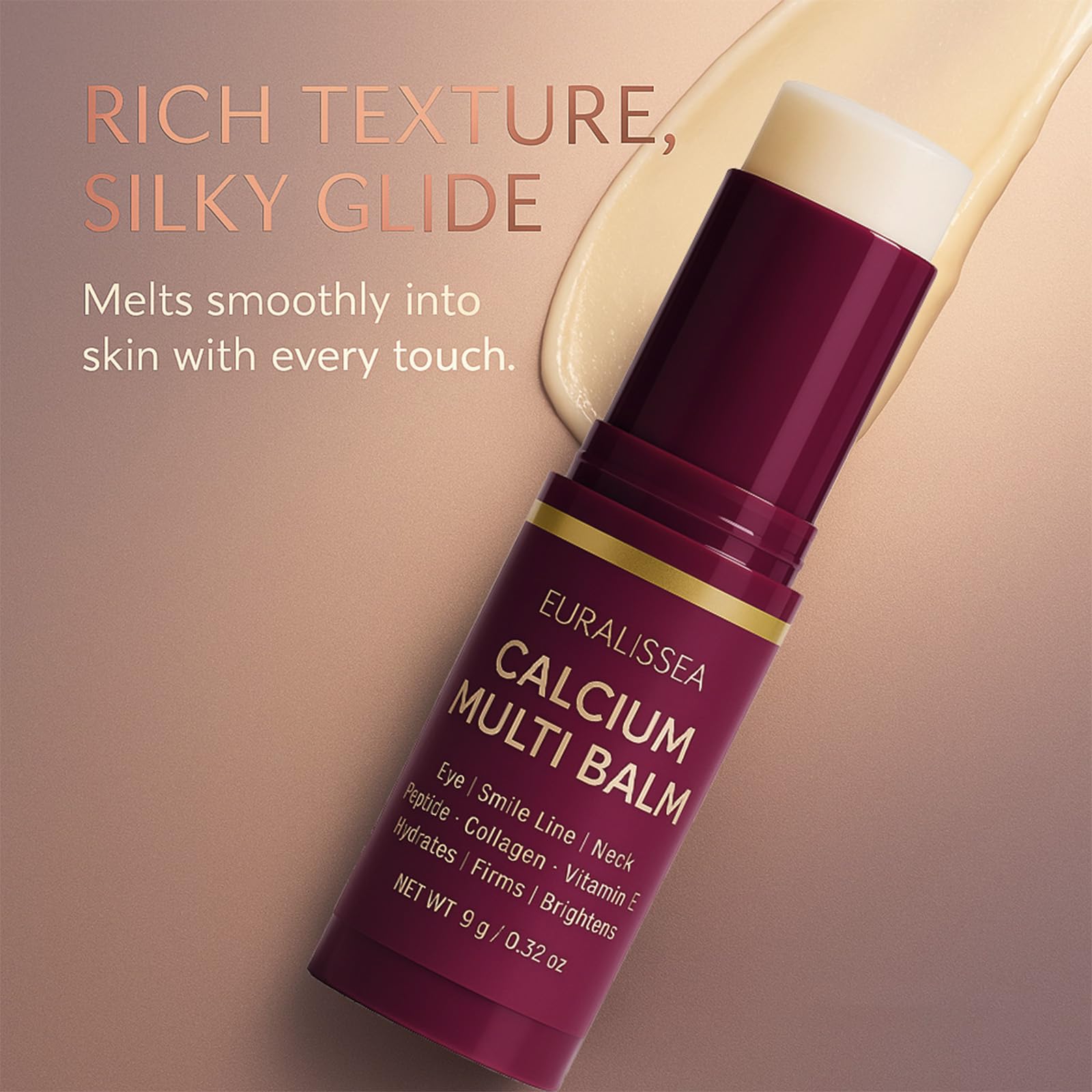 Euralissea Calcium Volume Multi Balm stick in use for precise on-the-go hydration.