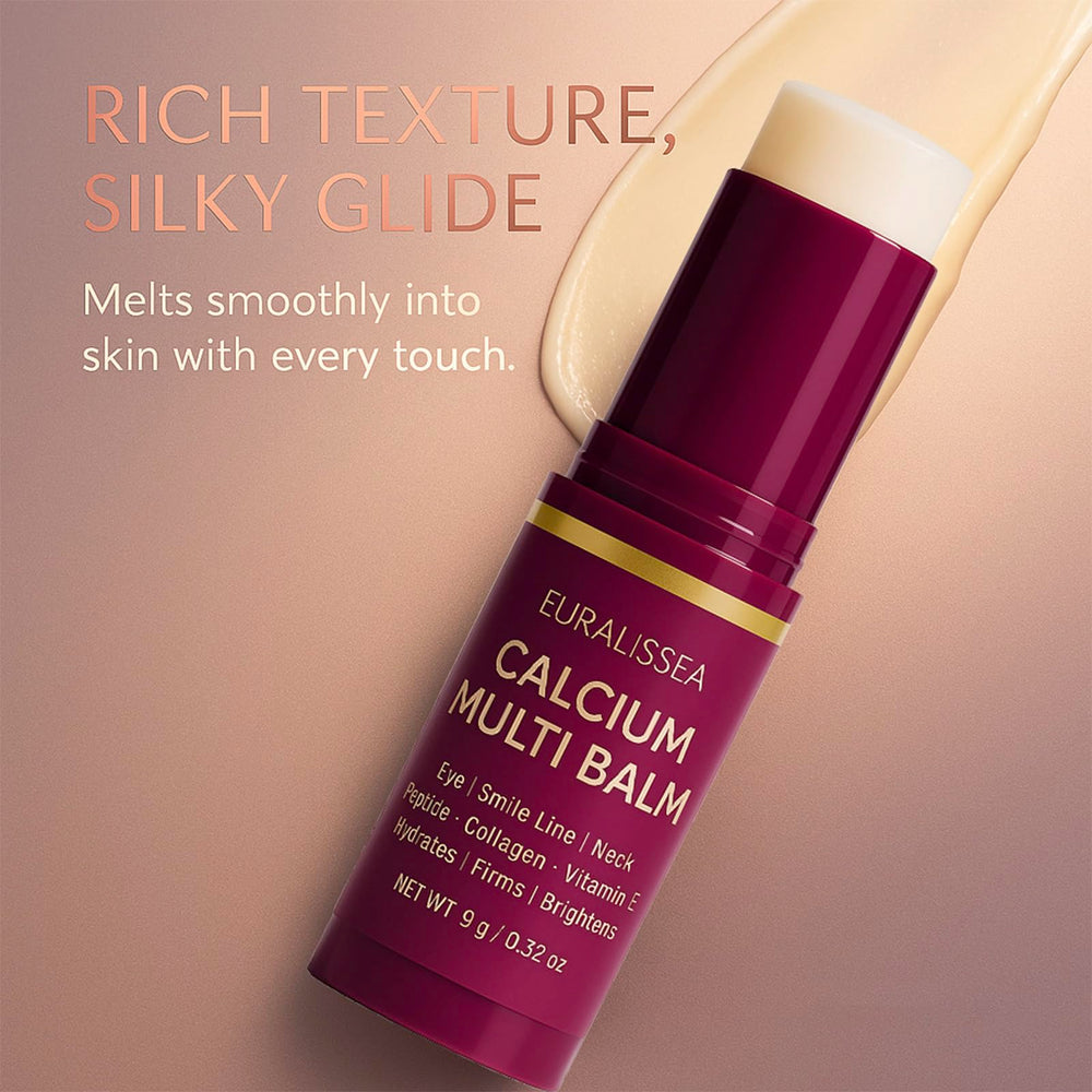 Euralissea Calcium Volume Multi Balm stick in use for precise on-the-go hydration.